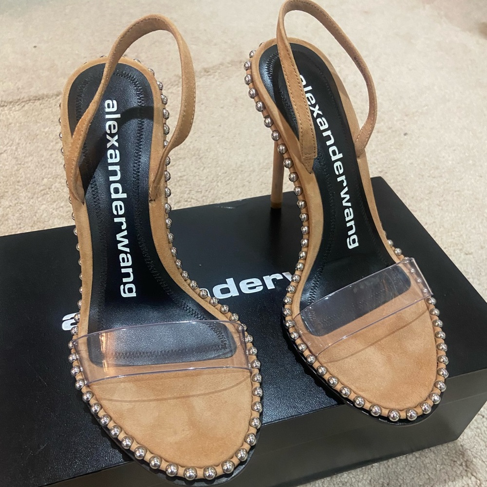 Alexander Wang Suede Studded Accents Slingback Sandals